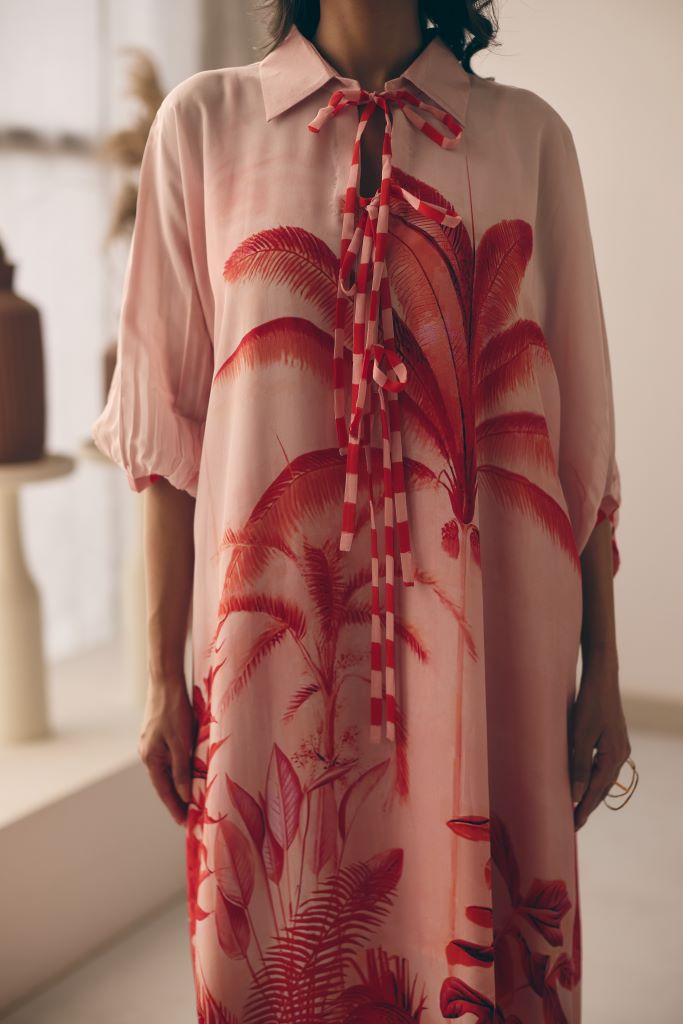 Tropical Bliss Front Lace Shirt Dress
