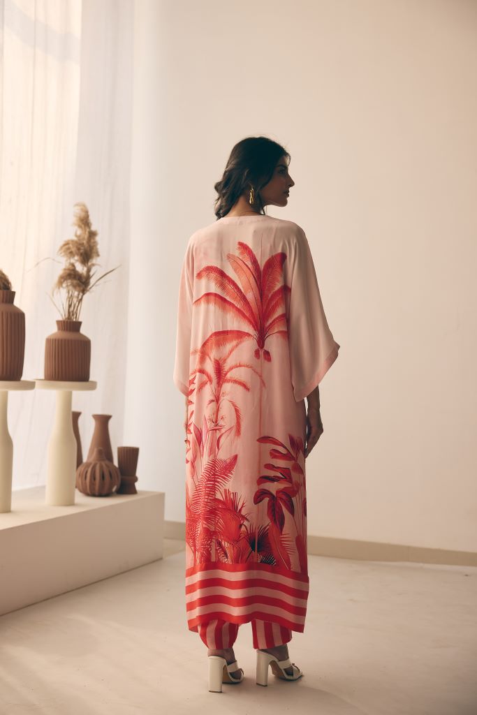 Tropical Bliss Ring Kurta With Slip And Pant