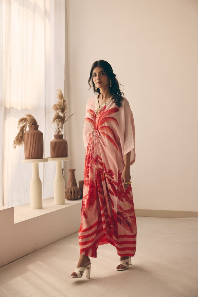 Tropical Bliss Ring Kurta With Slip And Pant