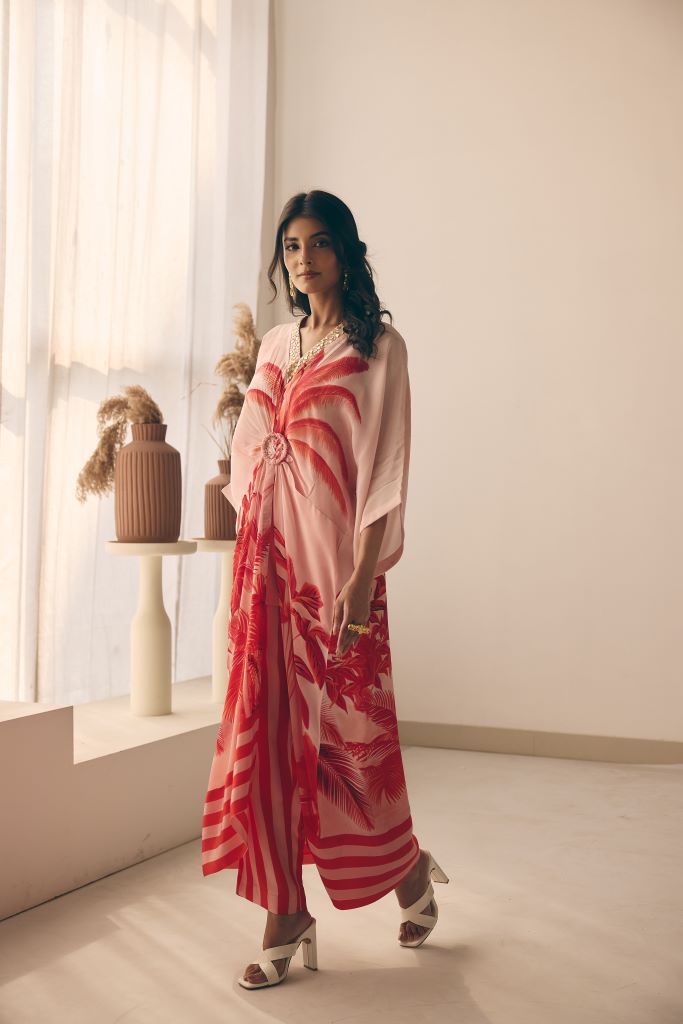 Tropical Bliss Ring Kurta With Slip And Pant
