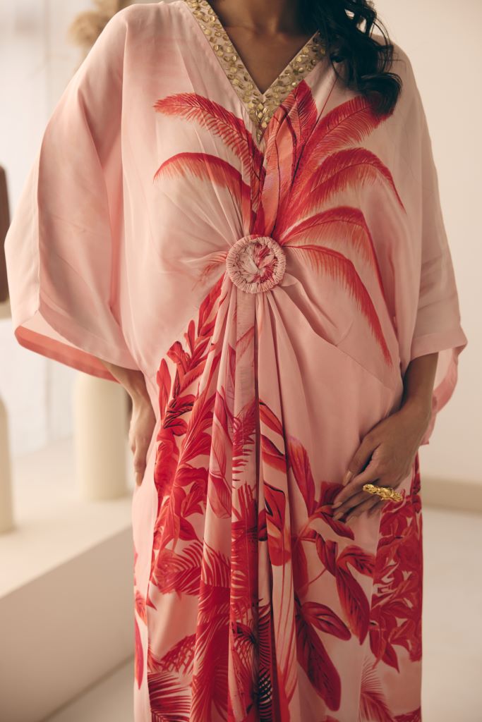 Tropical Bliss Ring Kurta With Slip And Pant