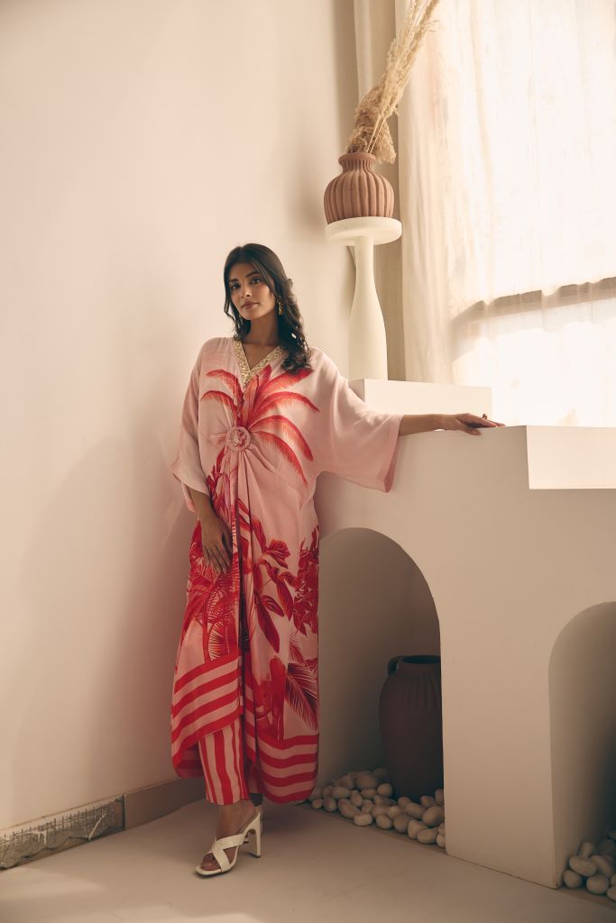 Tropical Bliss Ring Kurta With Slip And Pant