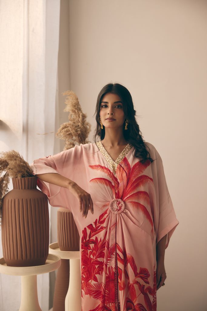 Tropical Bliss Ring Kurta With Slip And Pant