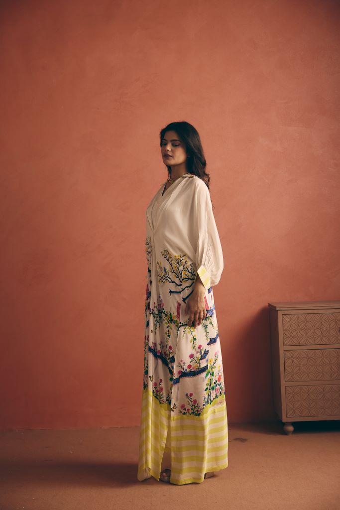 Indigo Hut Front Pleated Long Dress
