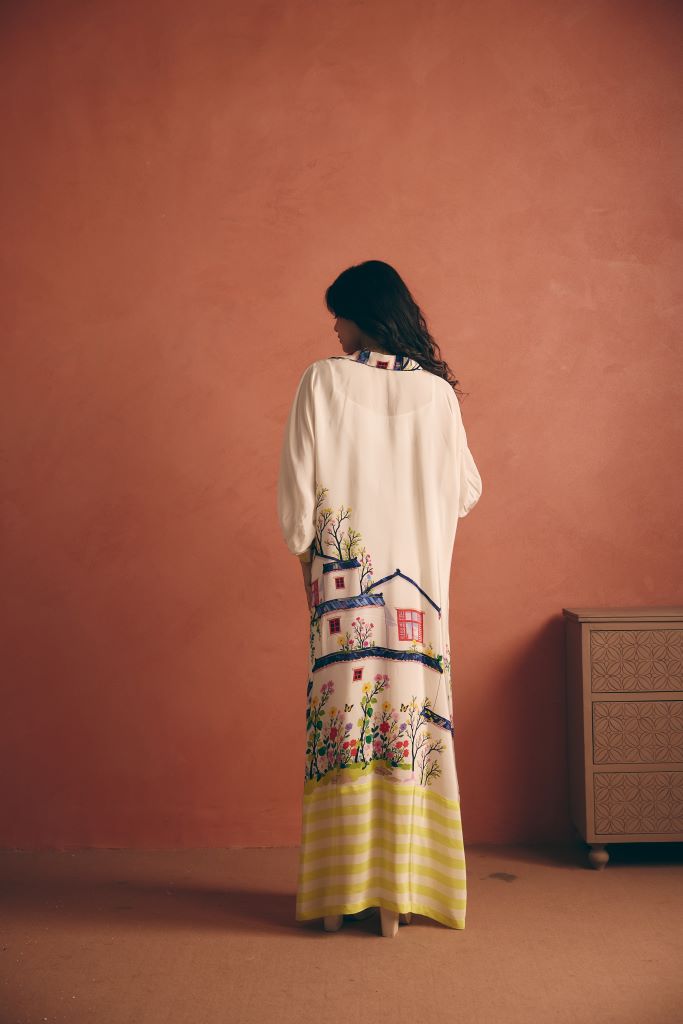 Indigo Hut Front Pleated Long Dress