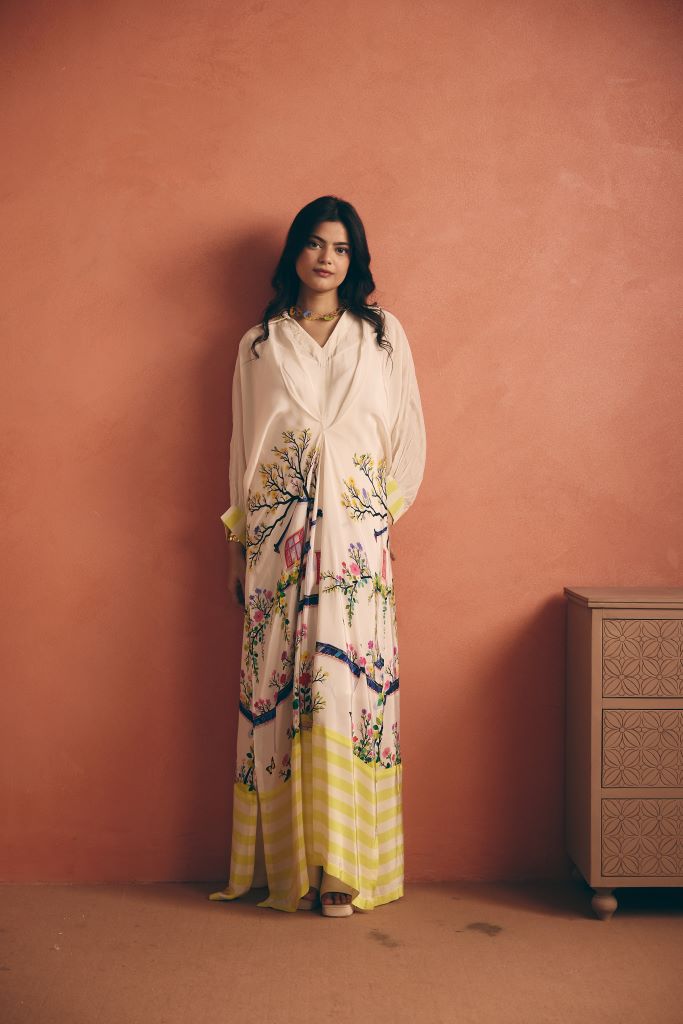 Indigo Hut Front Pleated Long Dress