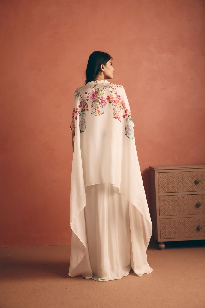 Jar Plant Corset Dress With Armhole Cut Cape