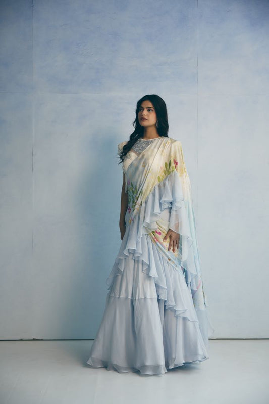 Cloud Garden Honeybell Blouse With Drape Saree