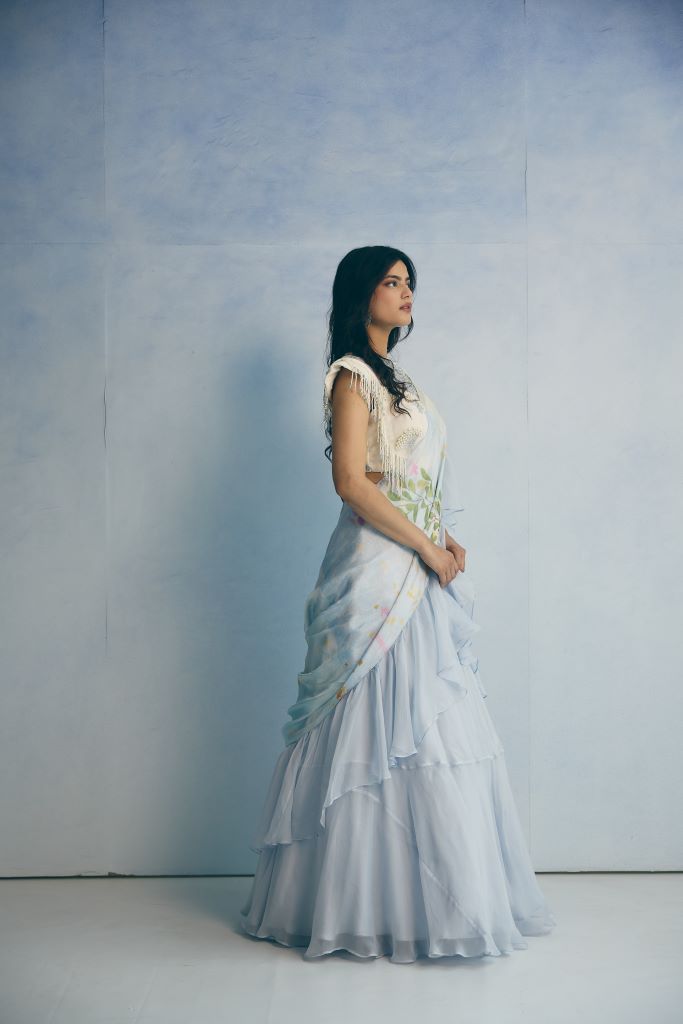 Cloud Garden Honeybell Blouse With Drape Saree