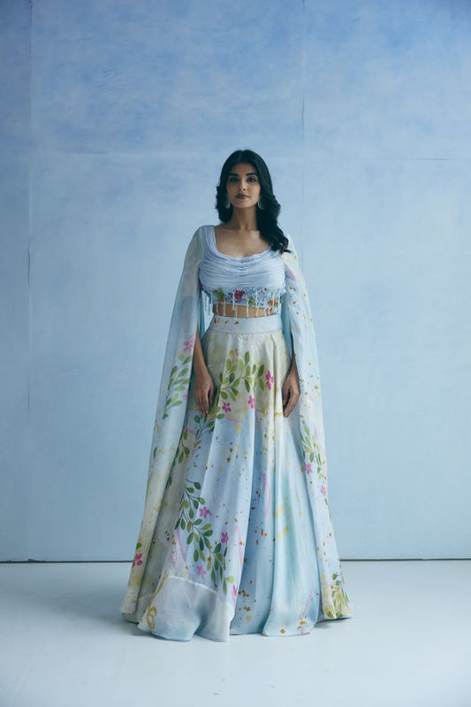 Cloud Garden Cowl Blouse With Skirt And Trail