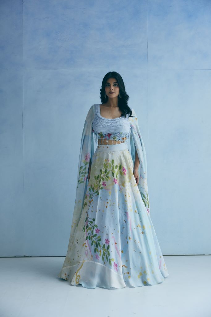 Cloud Garden Cowl Blouse With Skirt And Trail