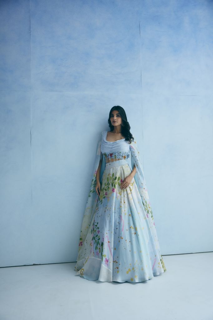 Cloud Garden Cowl Blouse With Skirt And Trail