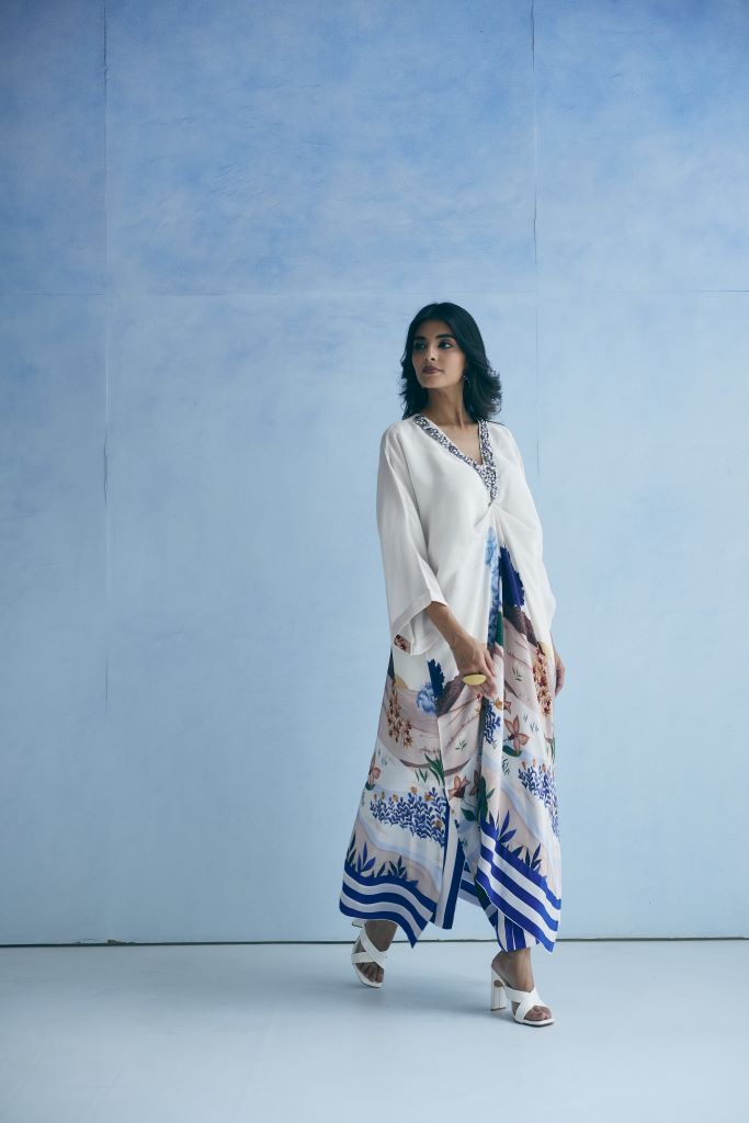 Blue Island Knot Kurta With Pant