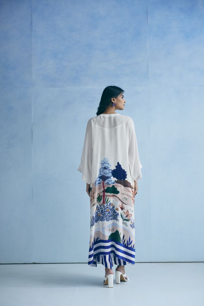 Blue Island Knot Kurta With Pant