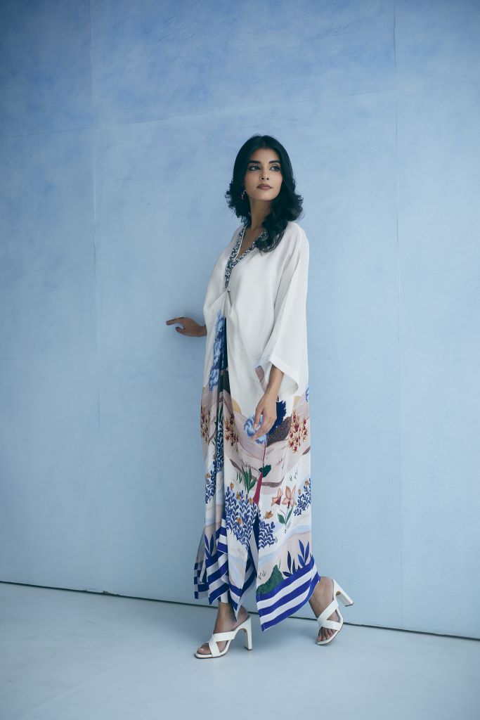 Blue Island Knot Kurta With Pant