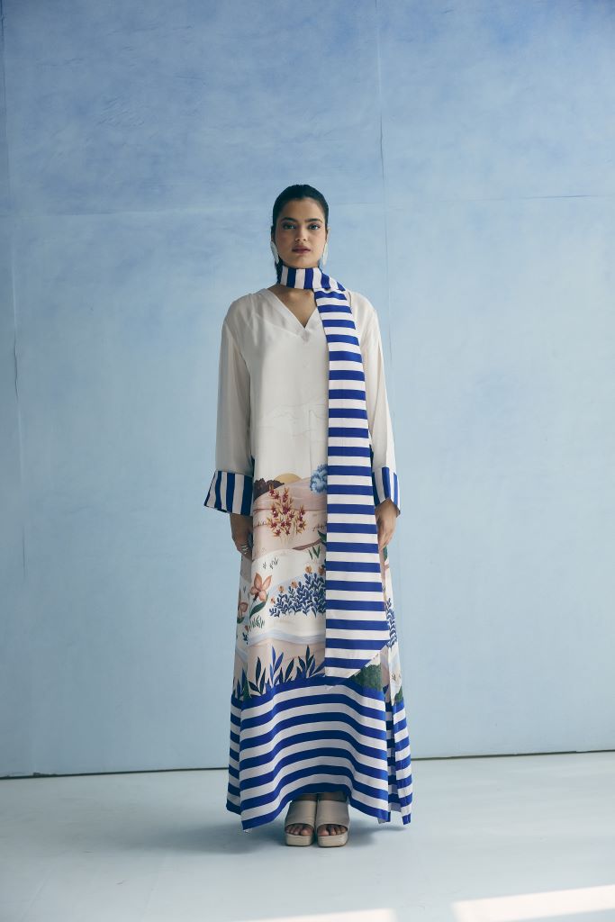 Blue Island Kaftan w/d Kaftan Slip & Scarf