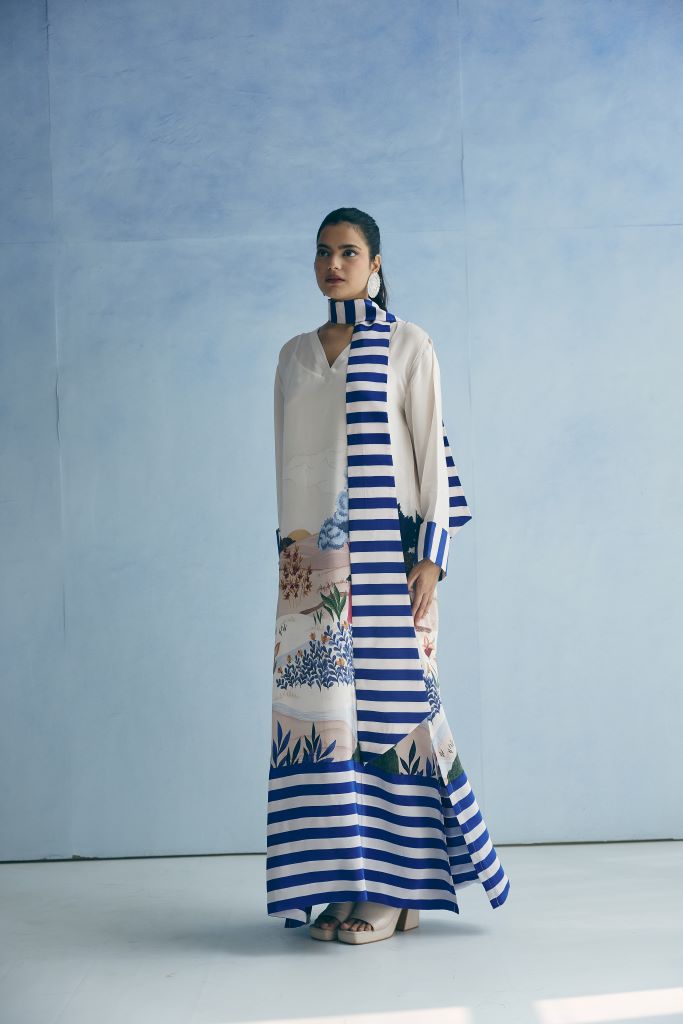 Blue Island Kaftan w/d Kaftan Slip & Scarf