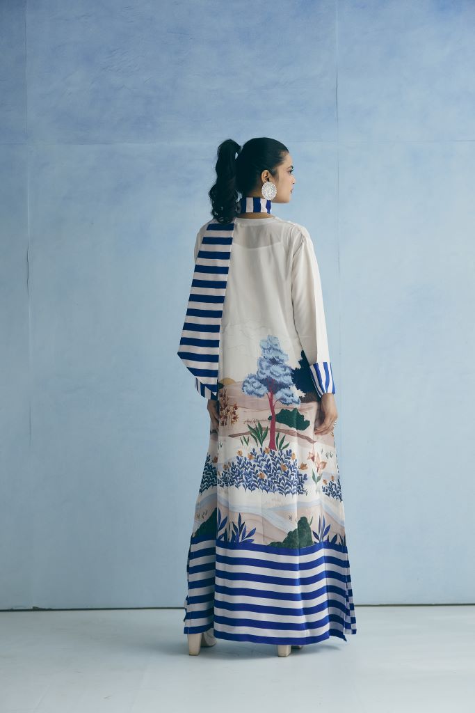 Blue Island Kaftan w/d Kaftan Slip & Scarf