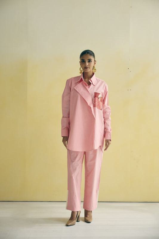 Blush Girl Asymmetric Collar Shirt Set