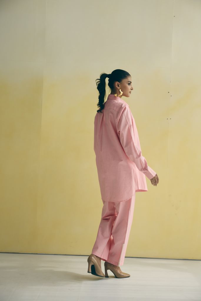 Blush Girl Asymmetric Collar Shirt Set
