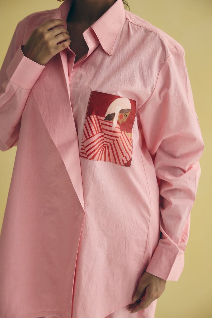 Blush Girl Asymmetric Collar Shirt Set