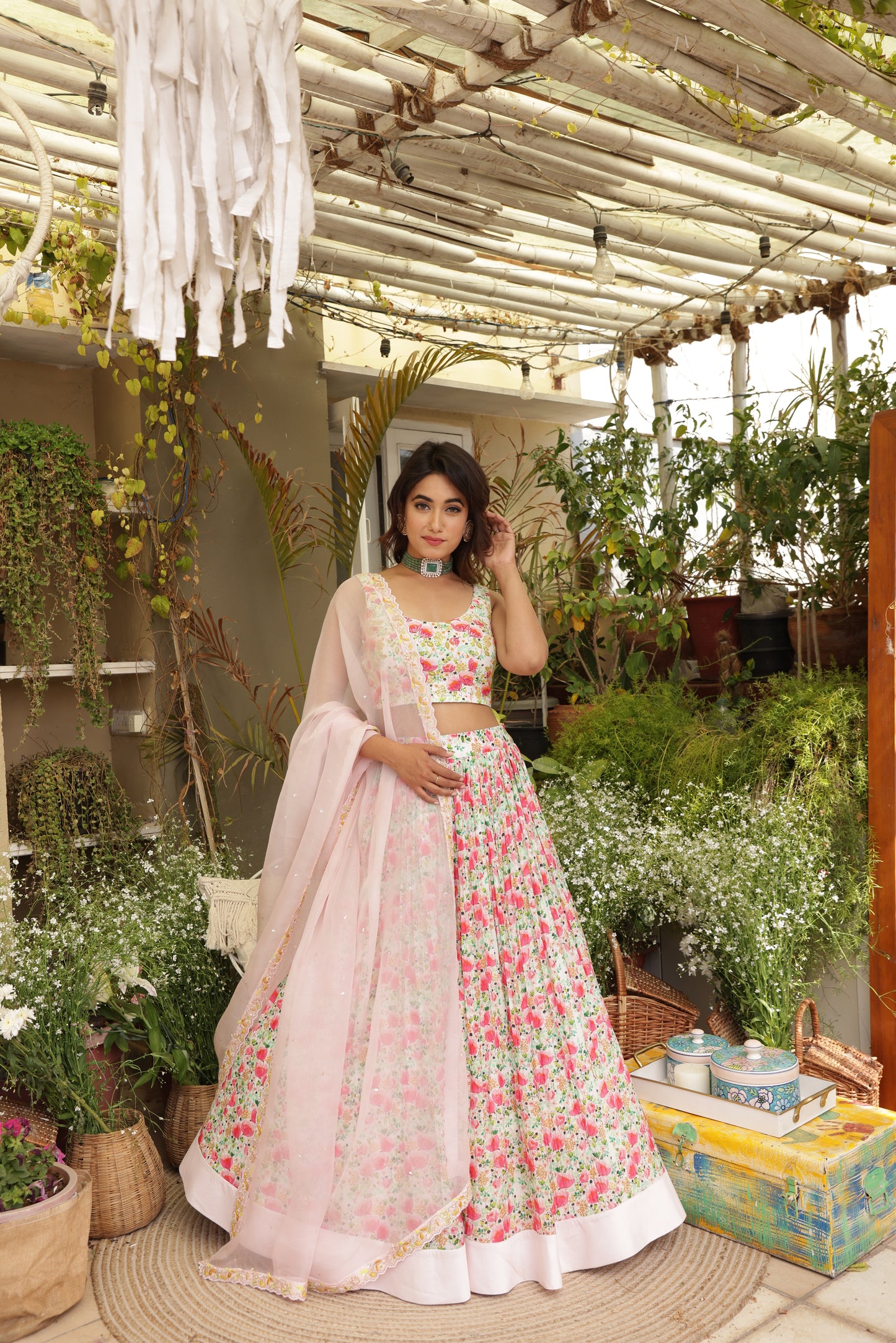 Flower Cluster Crush - Skirt with Blouse & Dupatta