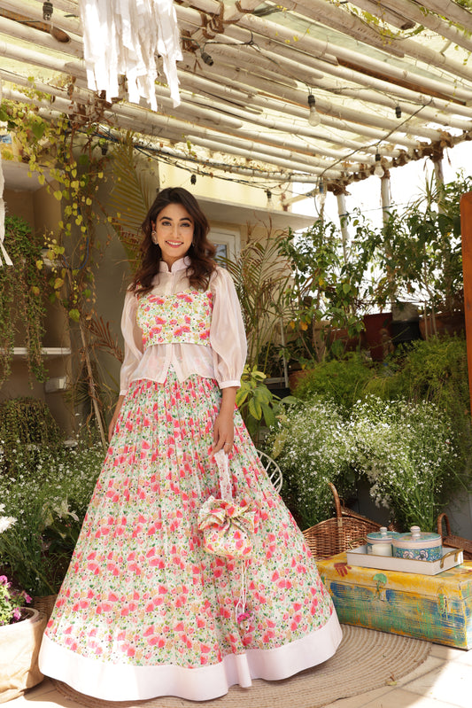 Flower Cluster Crush - Skirt with Shimmer Shirt & Spaghetti