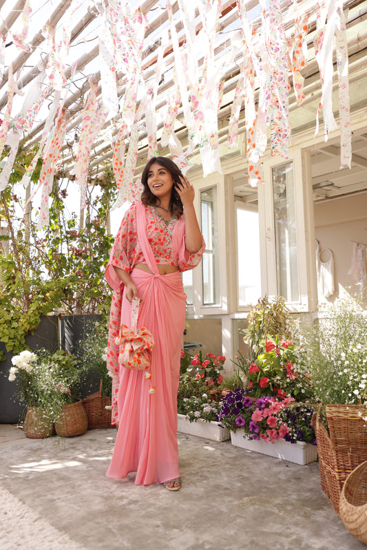 Retro Iris Knot Drape - Saree